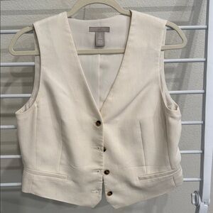 H & M Cream Button-Up Vest